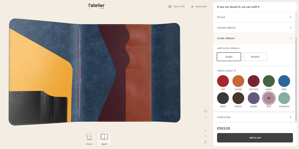 l’atelier live | 3D journal customiser unlocks 100,000 variations: handmade craftmanship meets digital innovation